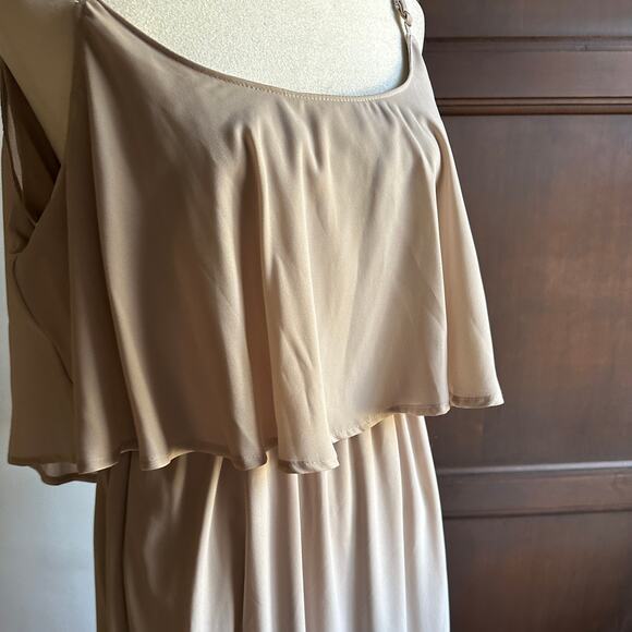 SHOW ME YOUR MUMU | Caitlin Ruffle Maxi Dress Dune Chiffon | Size Large - Picture 3 of 7